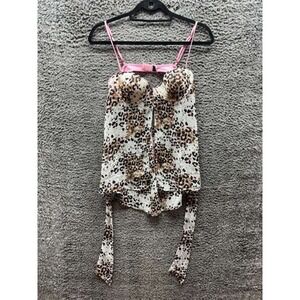 Y2K‎ Baby Phat Leopard Print Padded Babydoll Lingerie Multicolor Womens Size 36B